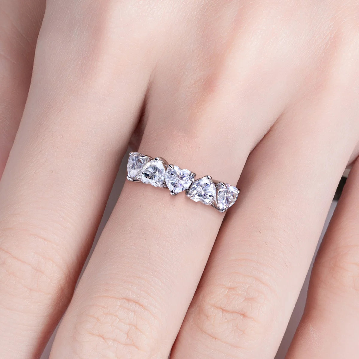 The Heartis - Heart Cut Moissanite Half Eternity Ring