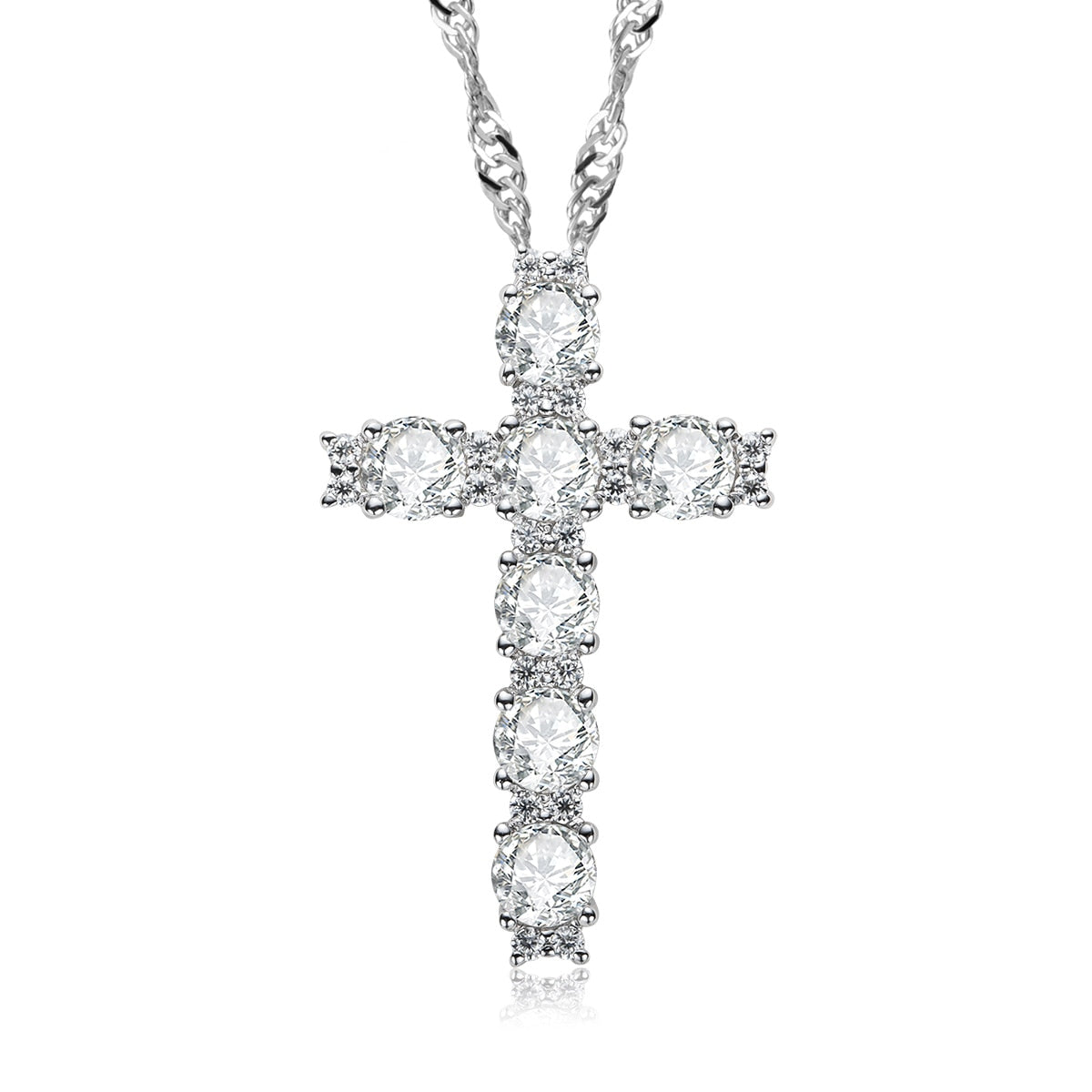 The Cross - Round Brilliant Cut Moissanite Necklace