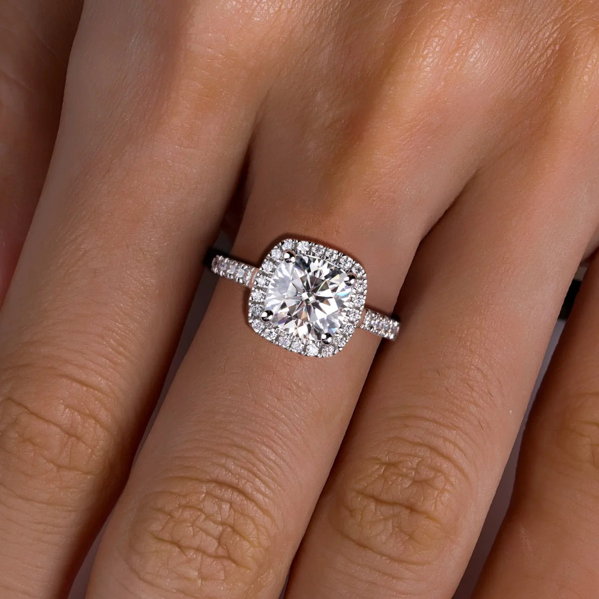 The Aveline - Cushion Cut Moissanite Halo Ring