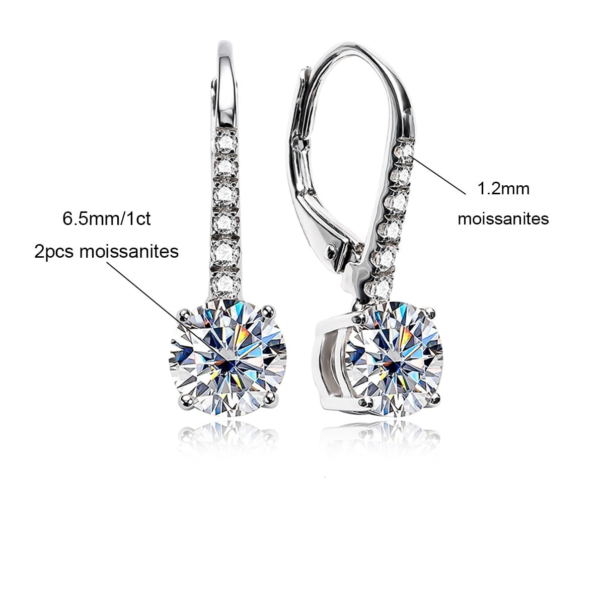 The Anna - Round Brilliant Cut Moissanite Earrings