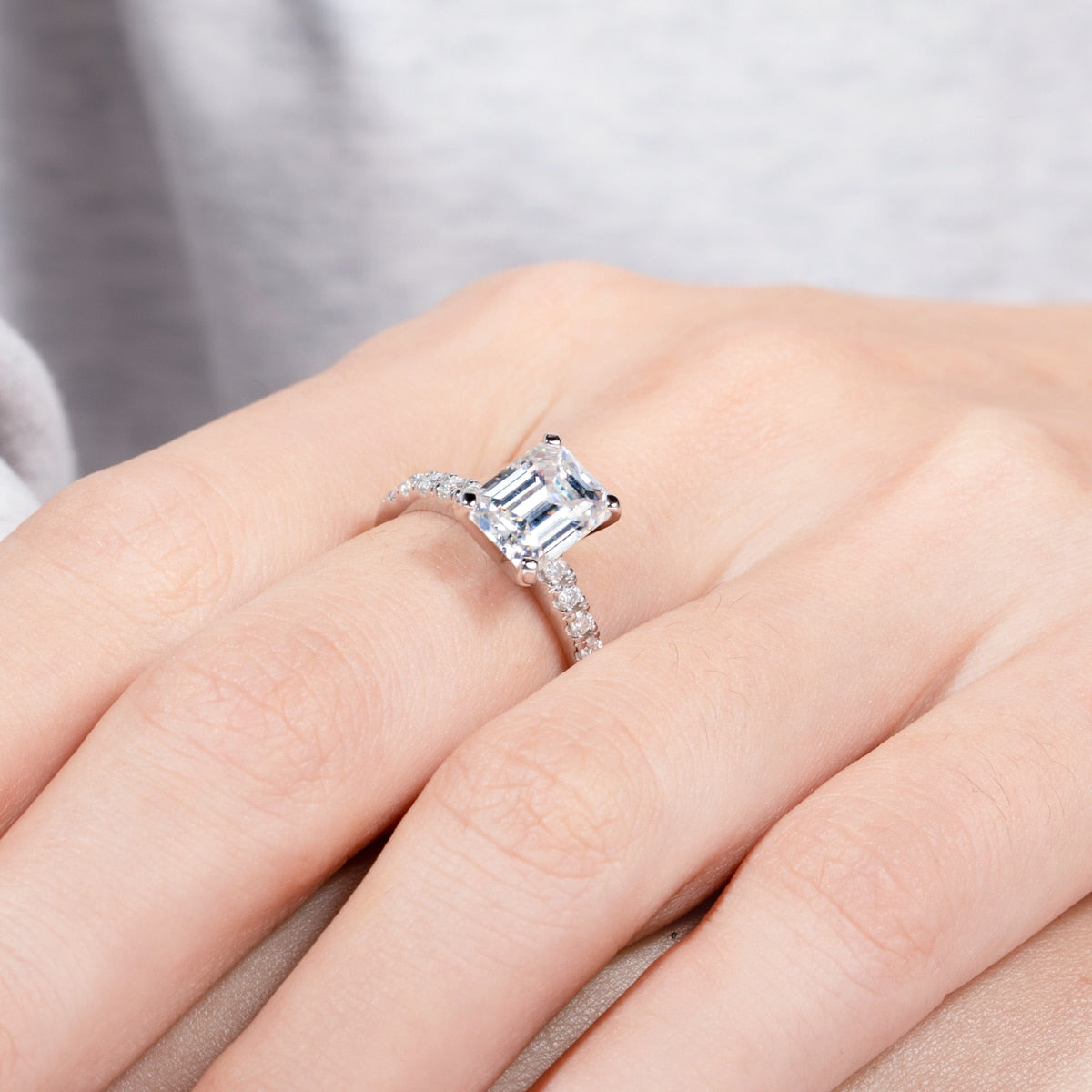 The Francis - Emerald Cut Moissanite Solitaire Ring