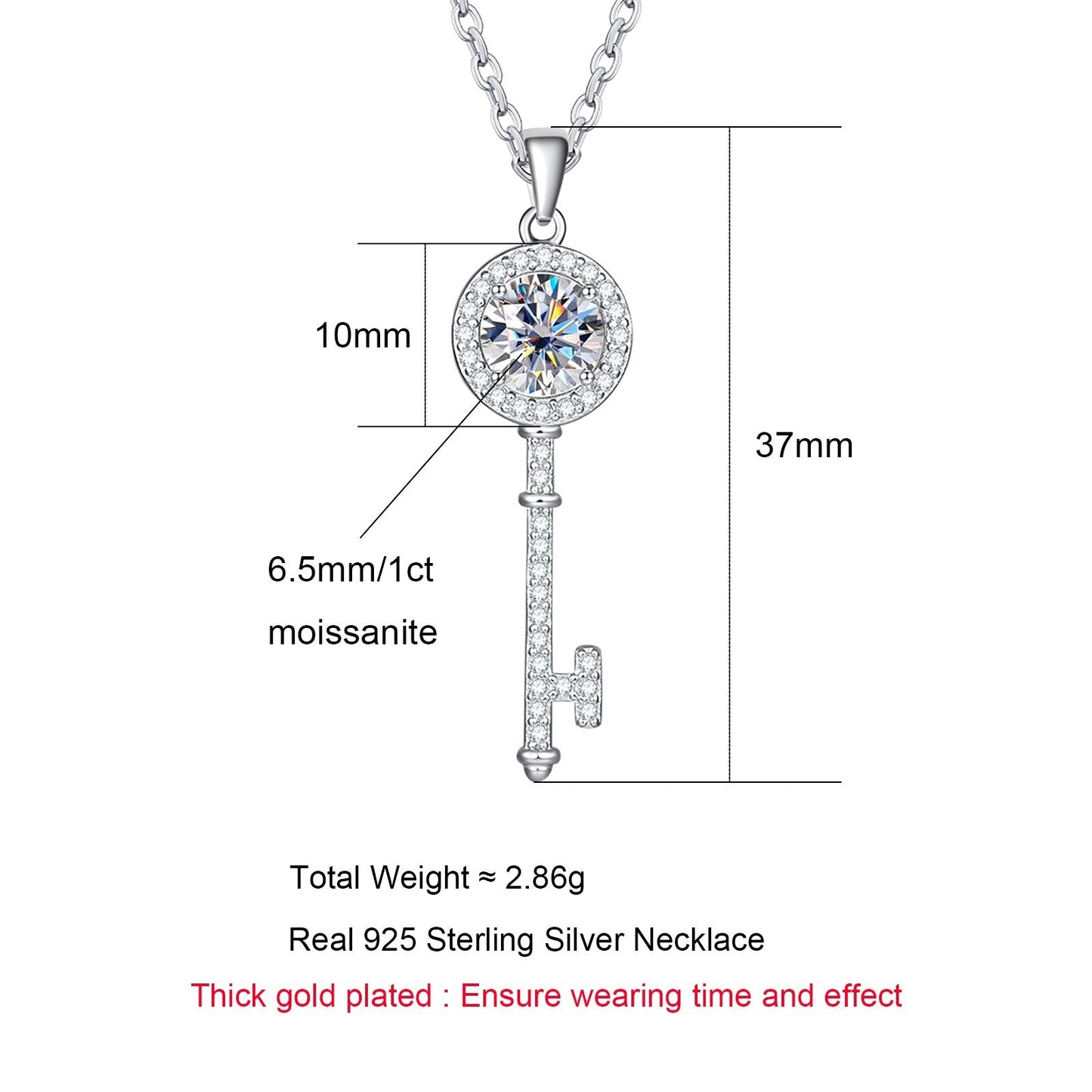 The Key - Round Brilliant Cut Moissanite Necklace
