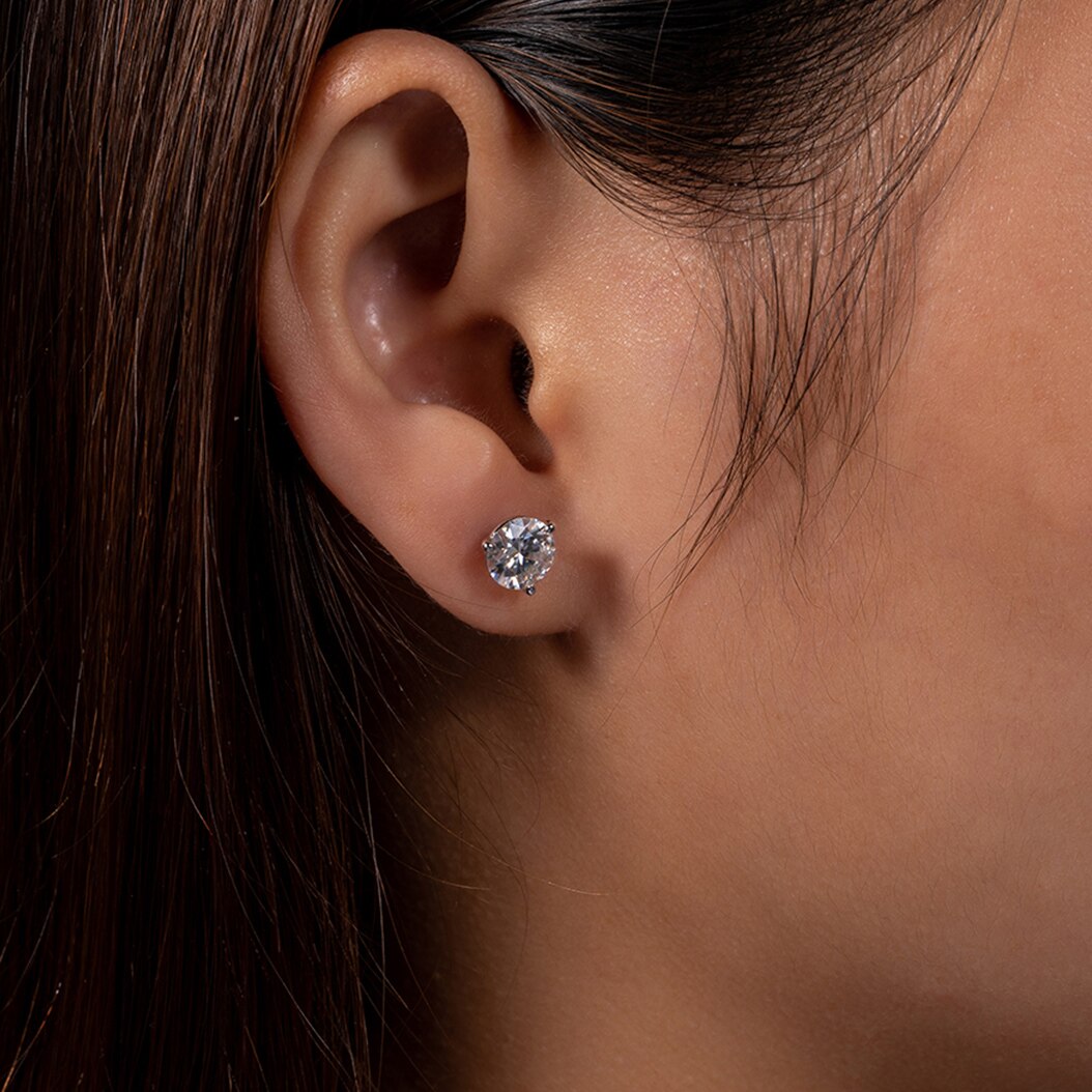 The Lillian - Solitaire 3-Prong Moissanite Earrings