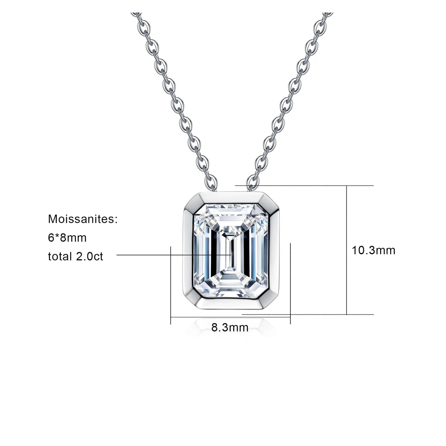 The Solange - Emerald Cut Moissanite Necklace