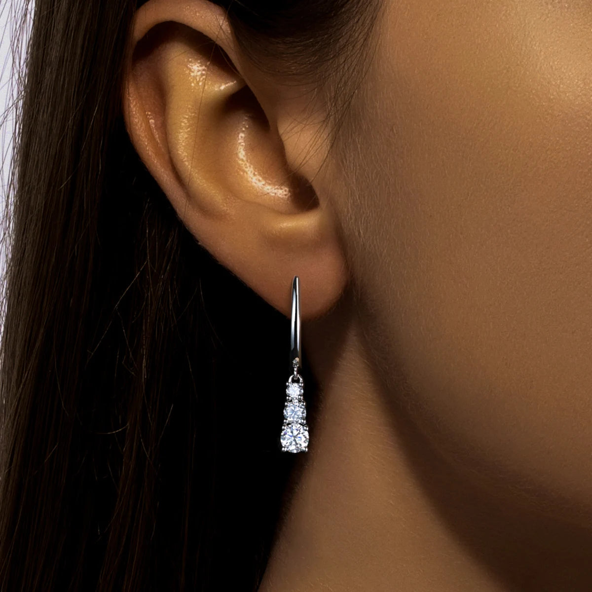 The Emilia - Moissanite Drop Hoop Earrings