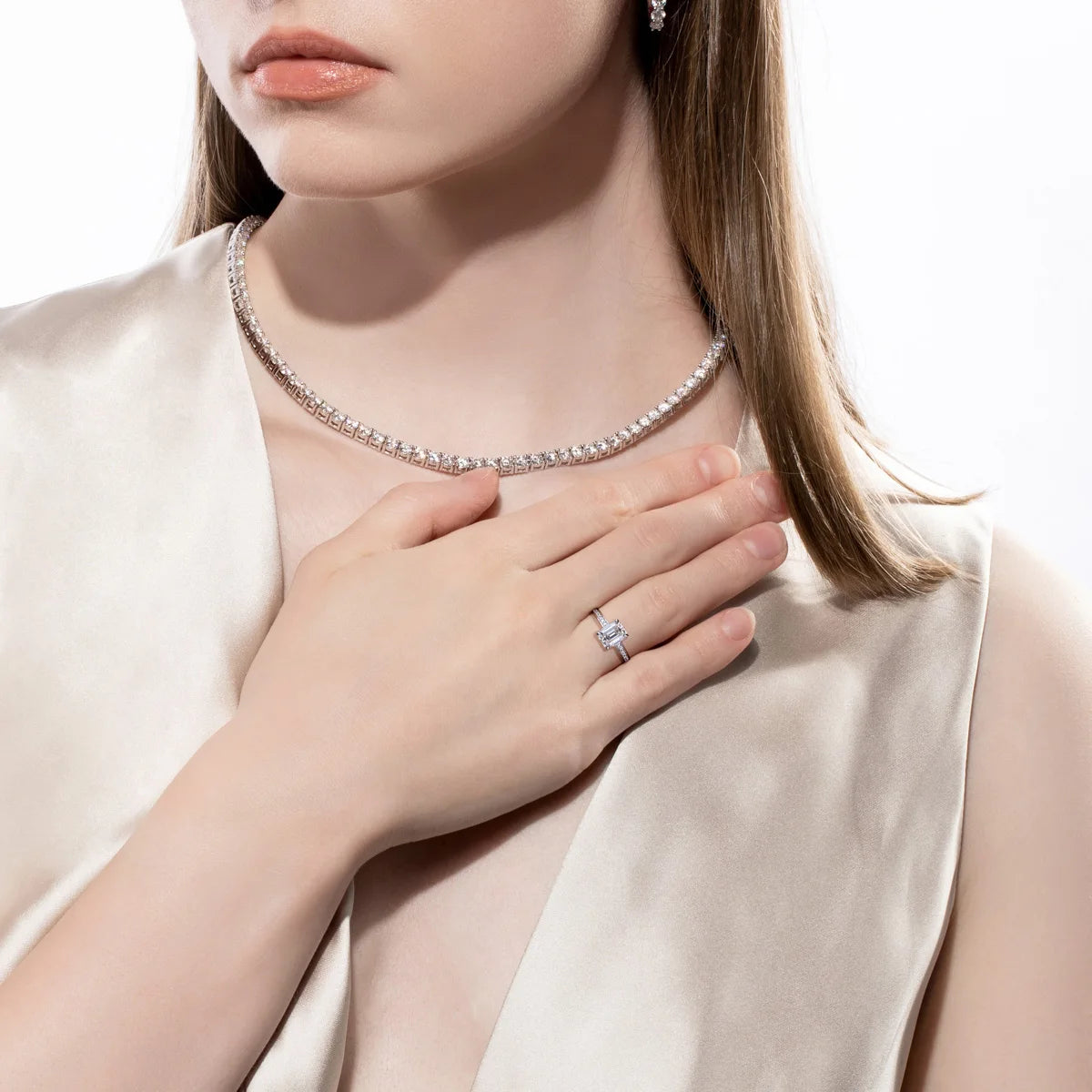 The Meredith - Emerald Cut Moissanite Ring