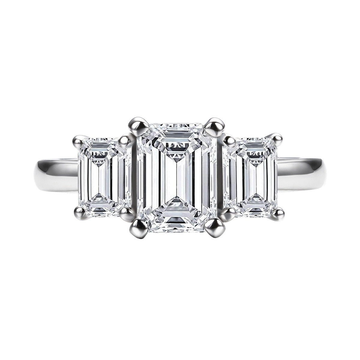 The Chloe - Emerald Cut Three-Stone Moissanite Ring