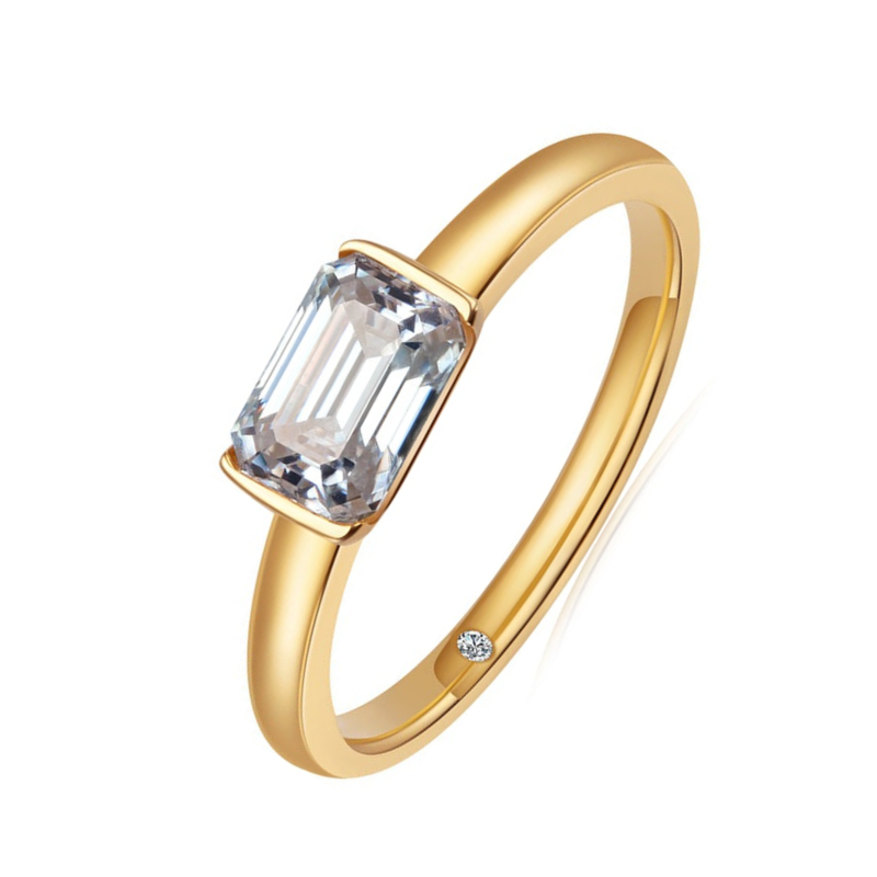 The Lauren - Emerald Cut Moissanite Solitaire Ring