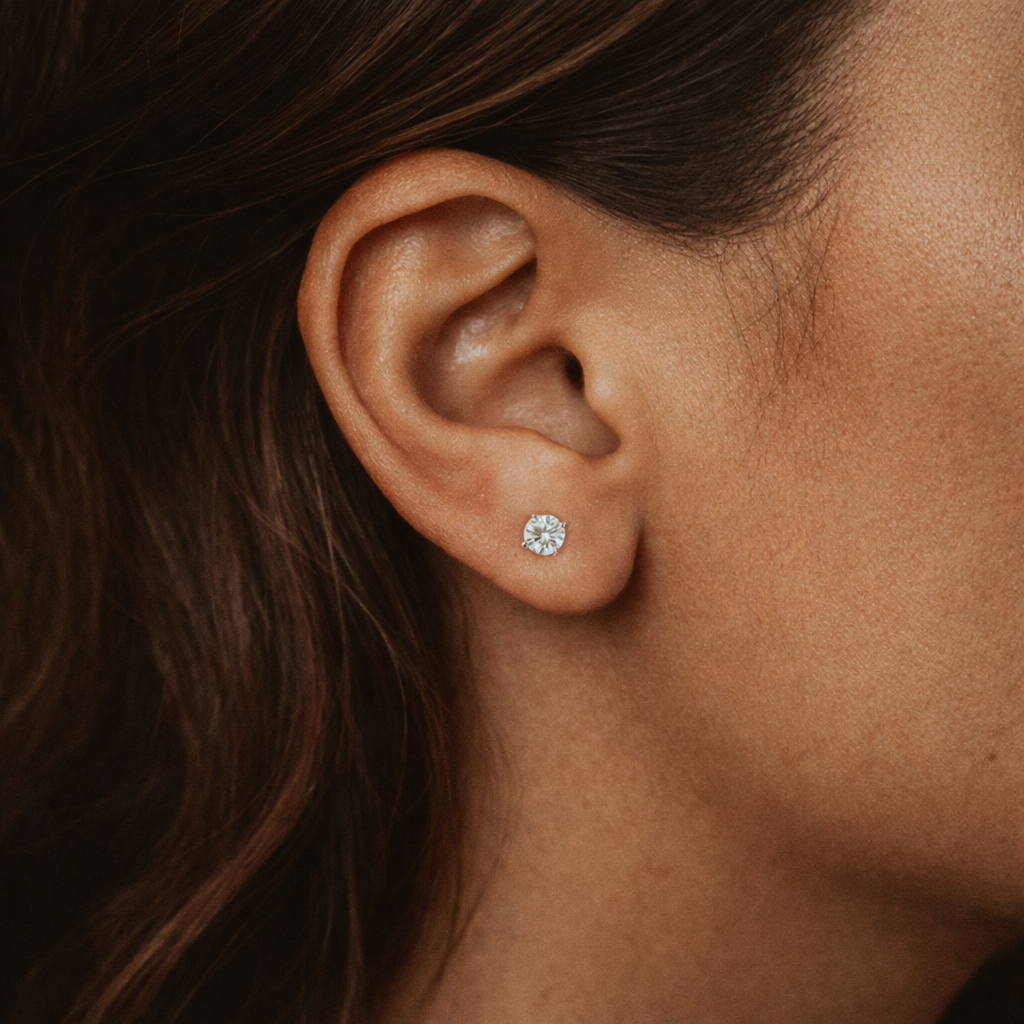 The Zoe - Round Brilliant Cut Moissanite Earrings