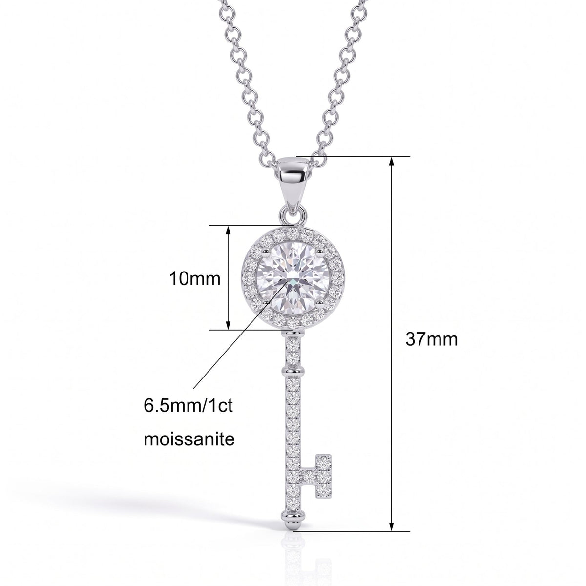 The Key - Round Brilliant Cut Moissanite Necklace