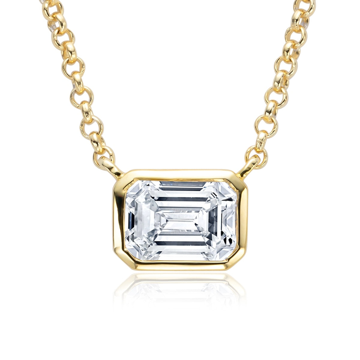 The Lauren Gold - Emerald Cut Moissanite Necklace