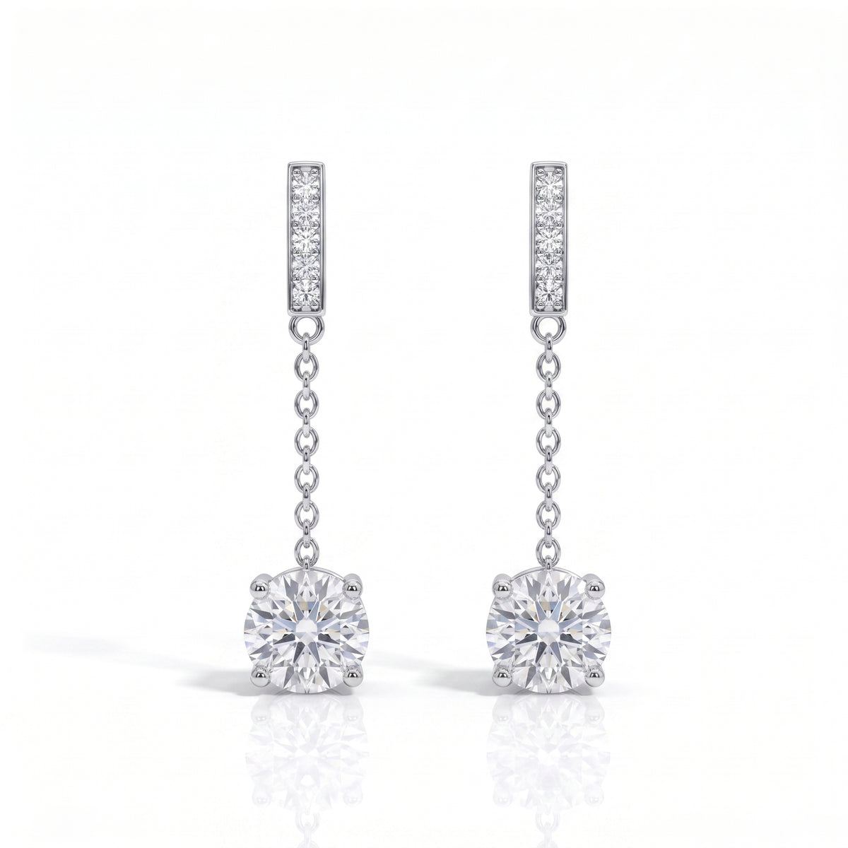 The Opal - Round Brilliant Cut Moissanite Dangle Earrings