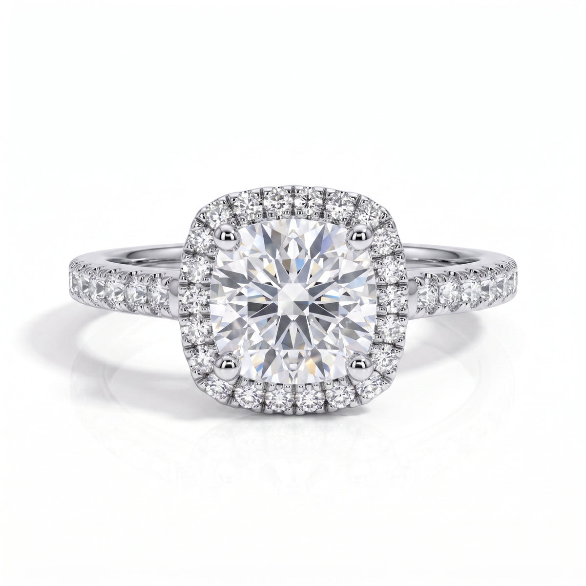 The Aveline - Cushion Cut Moissanite Halo Ring