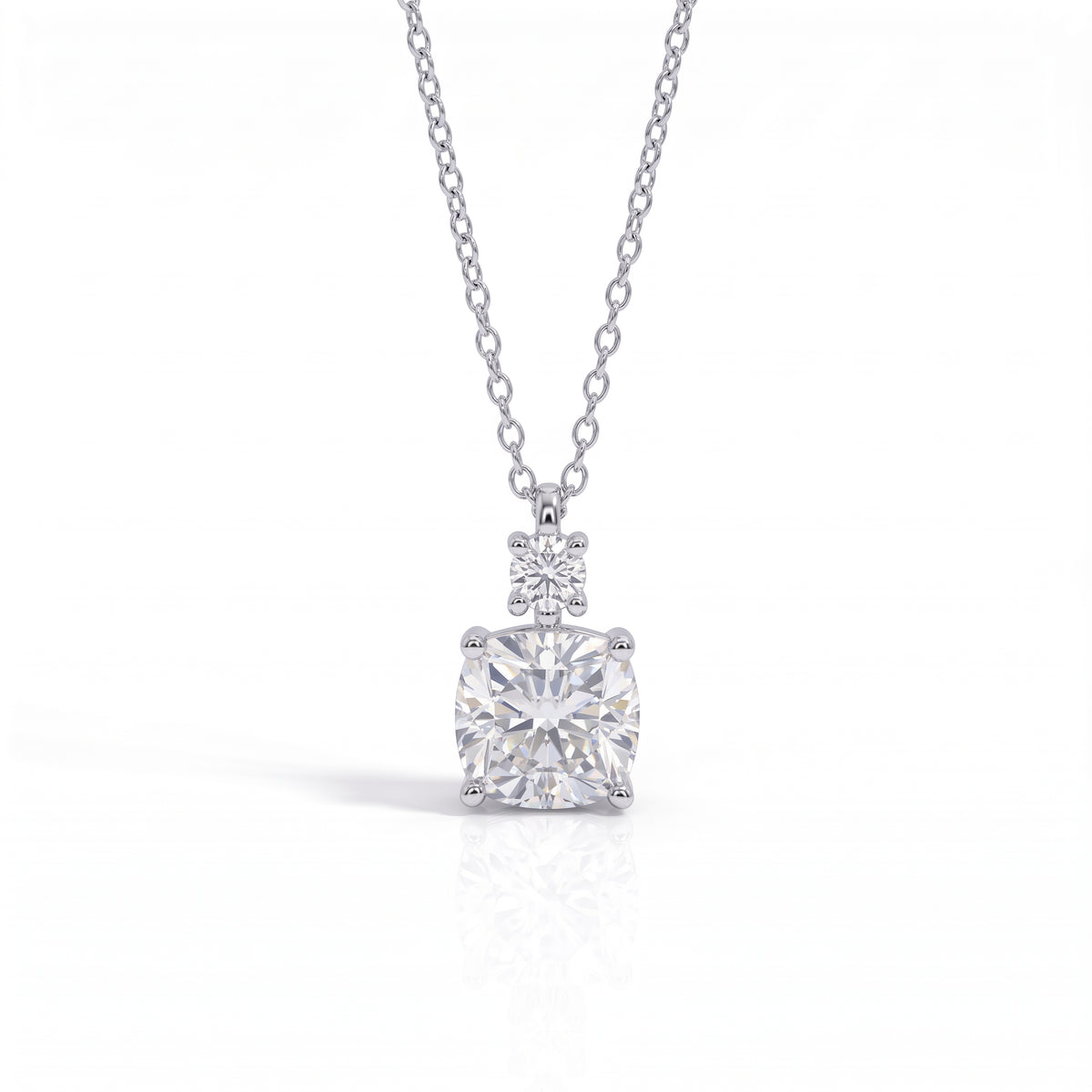 The Thalia – Cushion & Round Moissanite Necklace