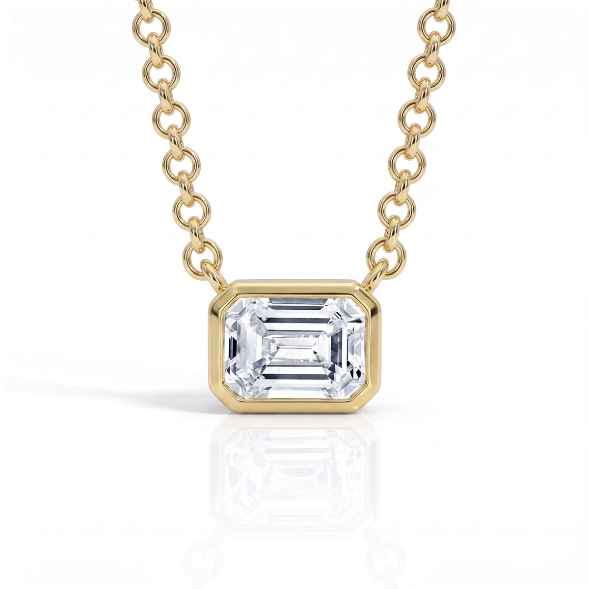 The Lauren Gold - Emerald Cut Moissanite Necklace