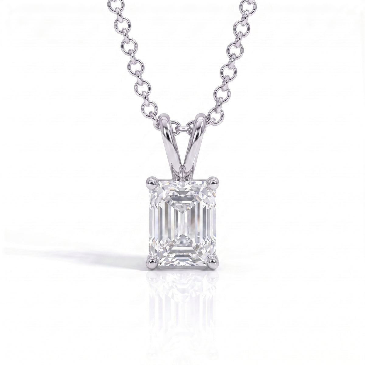 The Lysandra - Emerald Cut Moissanite Necklace