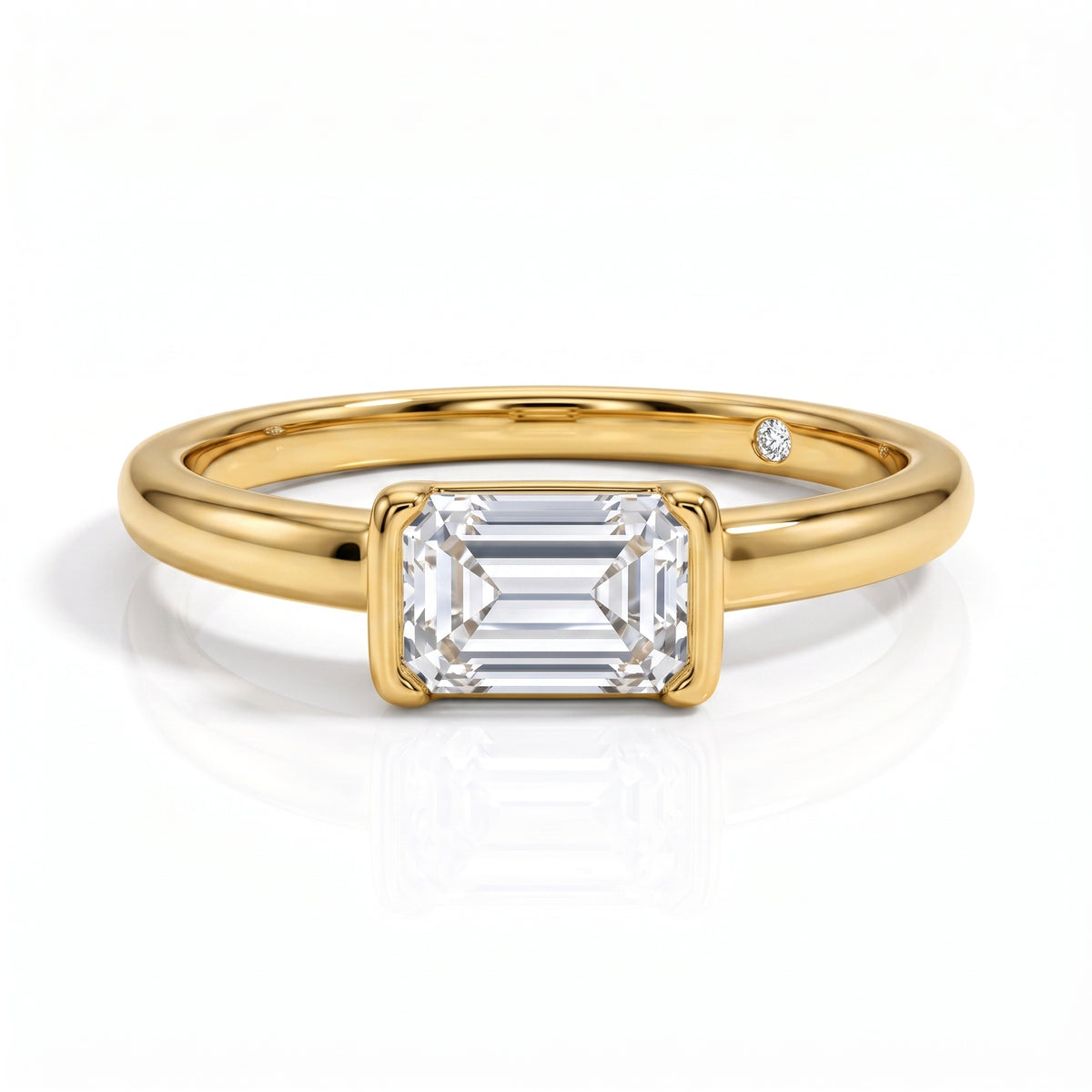 The Lauren - Emerald Cut Moissanite Solitaire Ring