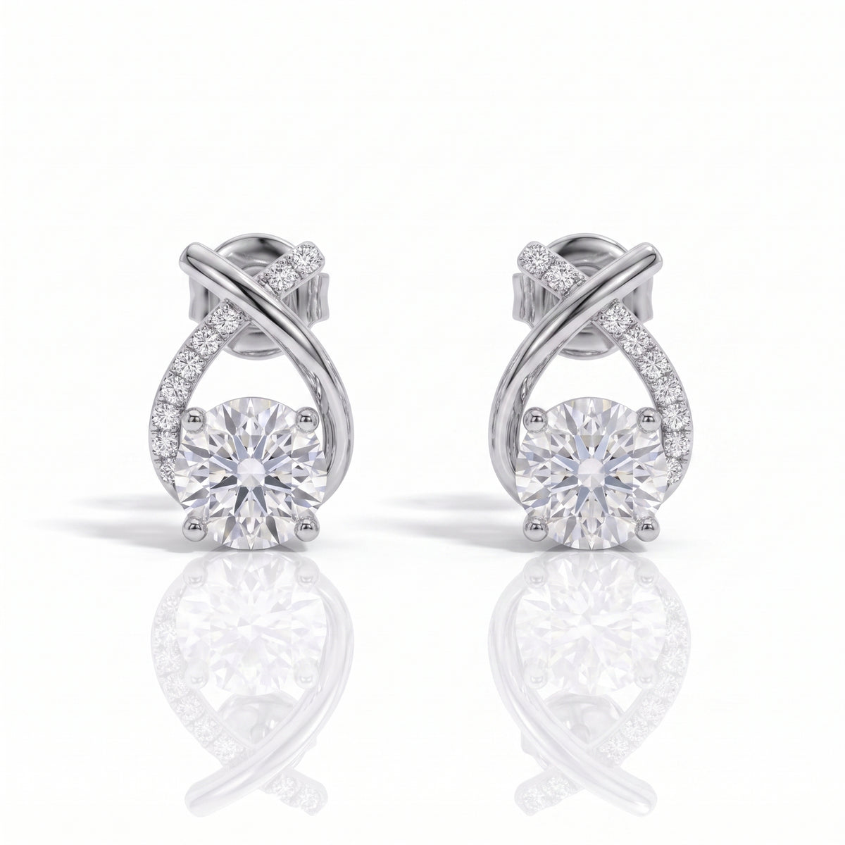 The Florence - Round Brilliant Cut Moissanite Earrings