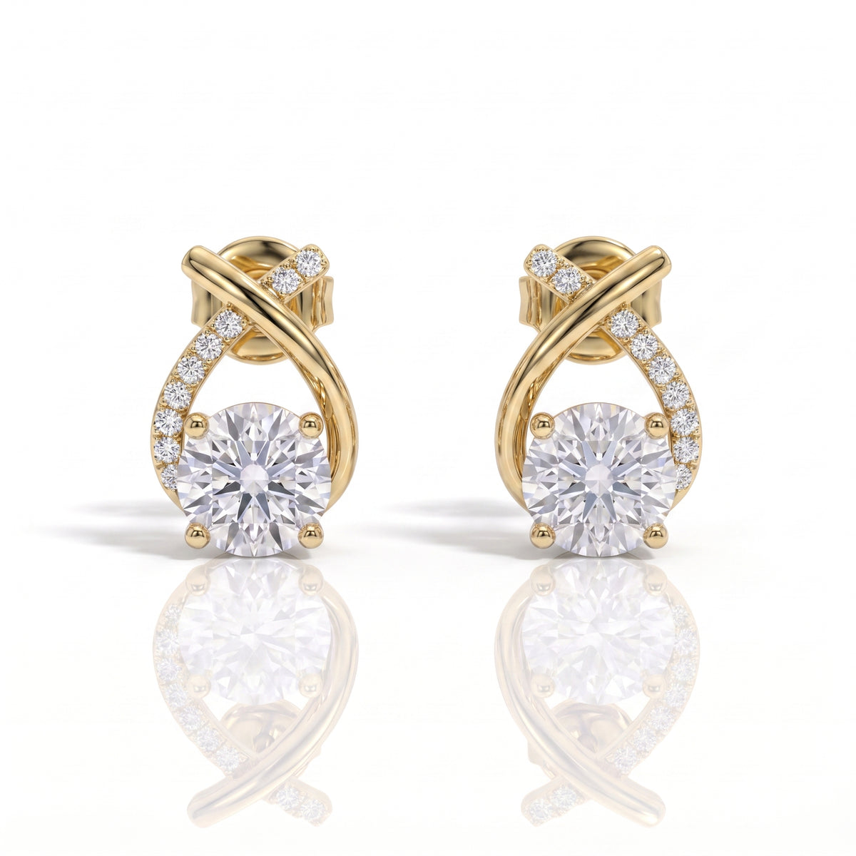 The Florence - Round Brilliant Cut Moissanite Earrings