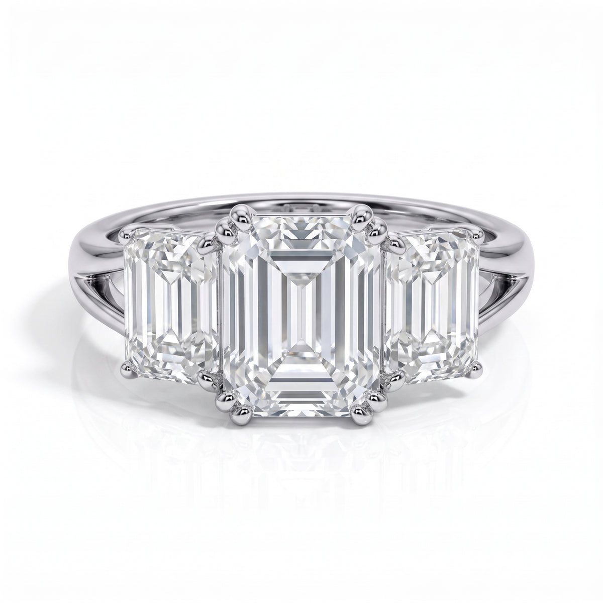 The Ava - Emerald Cut Three-Stone Moissanite Ring