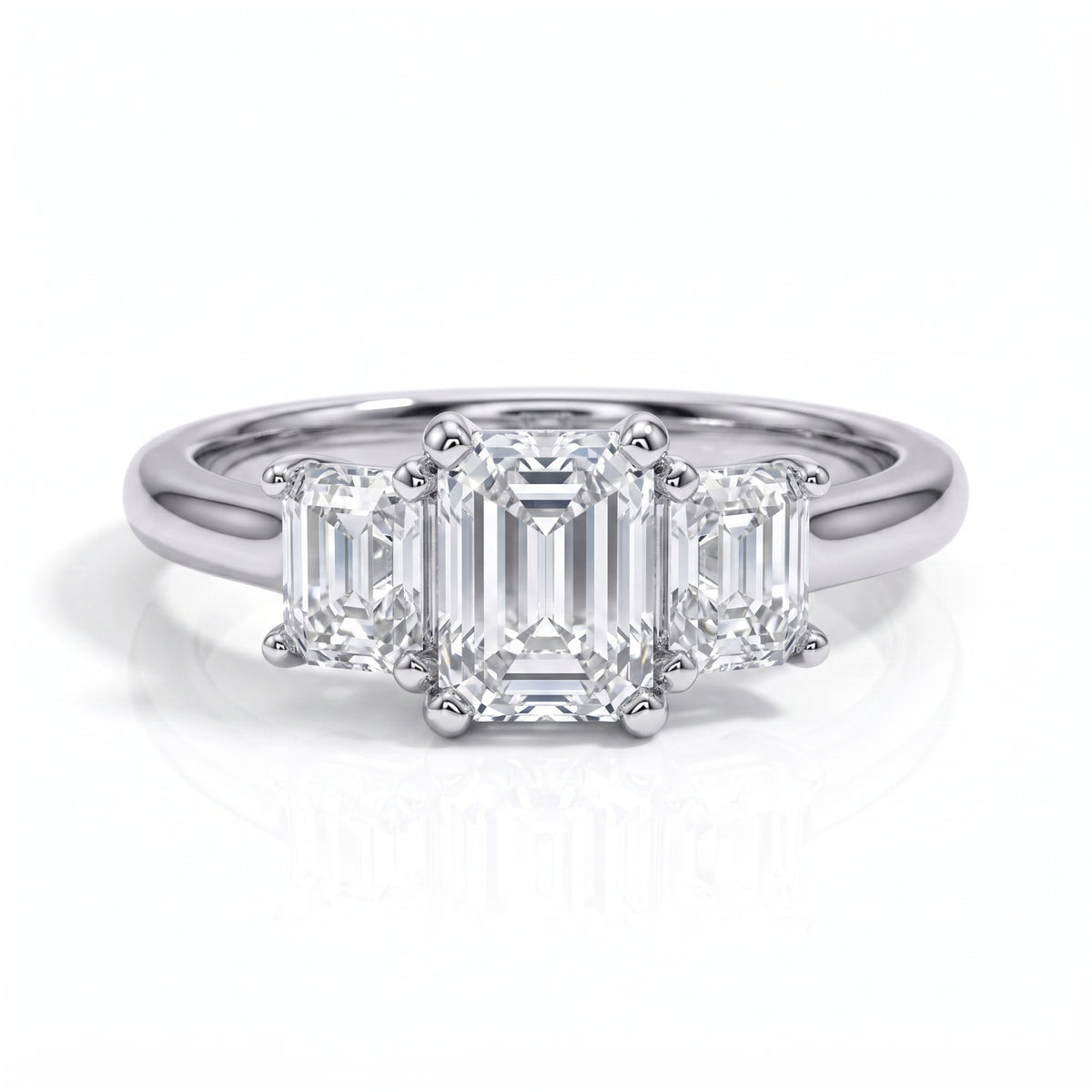 The Chloe - Emerald Cut Three-Stone Moissanite Ring