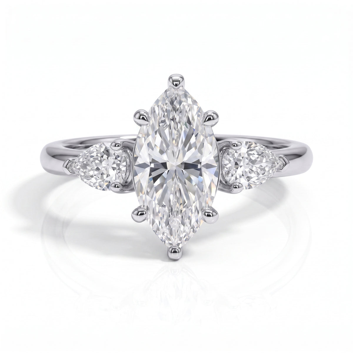 The Madison - Marquise & Pear Three-Stone Moissanite Ring