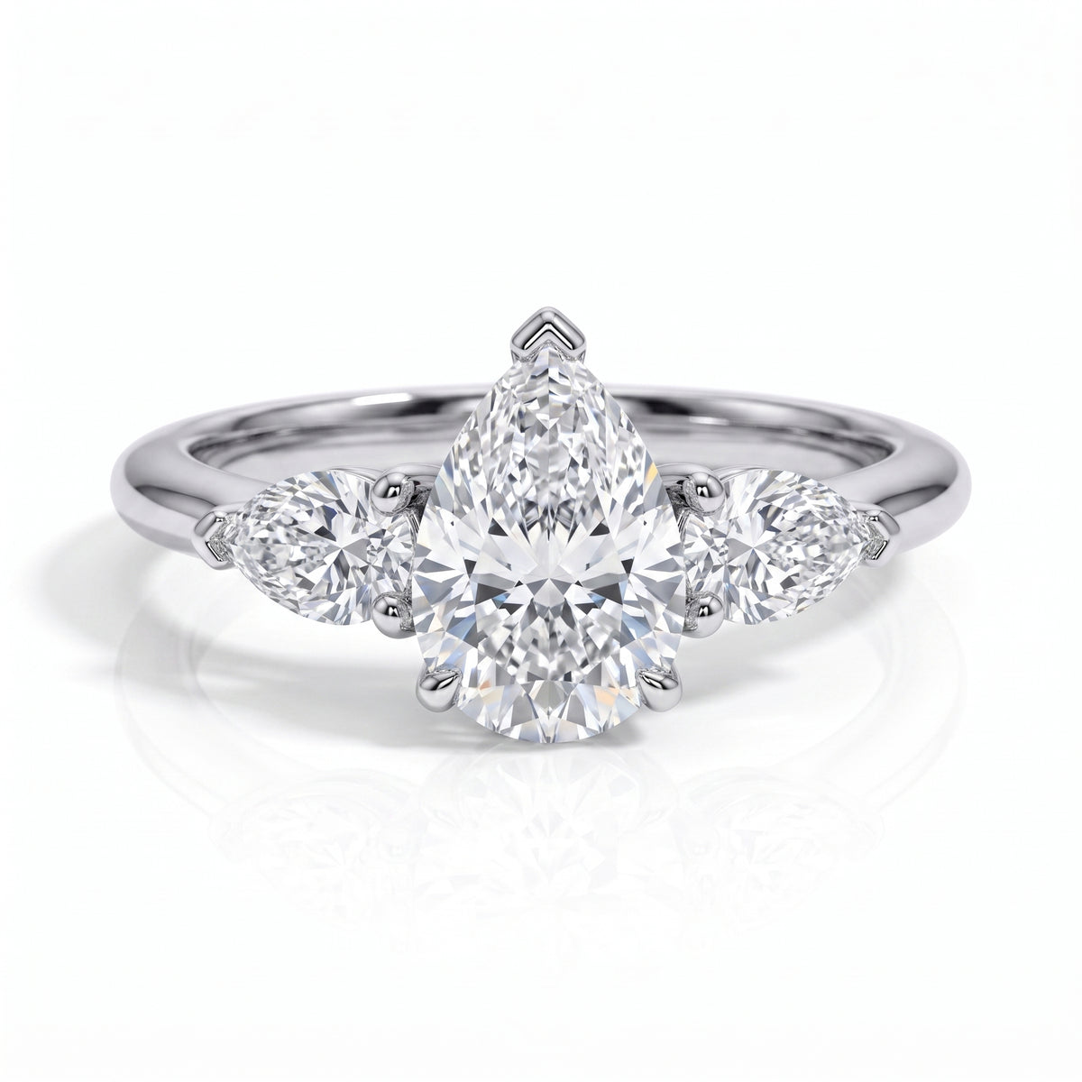 The Samantha - Pear Cut Three-Stone Moissanite Ring