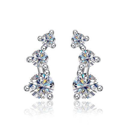 The Trilogy - Round Brilliant Cut Moissanite Earrings