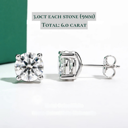 The Scarlett - Round Brilliant Cut Moissanite Earrings with 10k Gold Posts