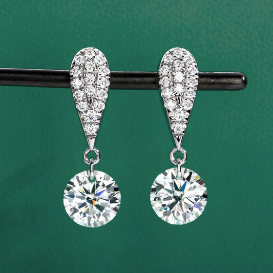 The Valeria – Pavé Teardrop Moissanite Drop Earrings
