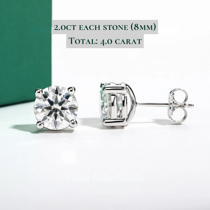 The Scarlett - Round Brilliant Cut Moissanite Earrings with 10k Gold Posts