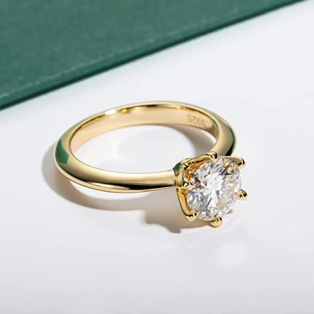 The Classic Gold - Round Brilliant Cut Moissanite Solitaire Ring