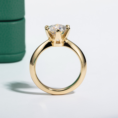 The Classic Gold - Round Brilliant Cut Moissanite Solitaire Ring