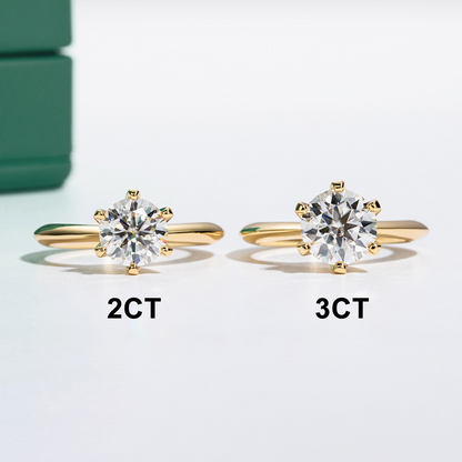 The Classic Gold - Round Brilliant Cut Moissanite Solitaire Ring