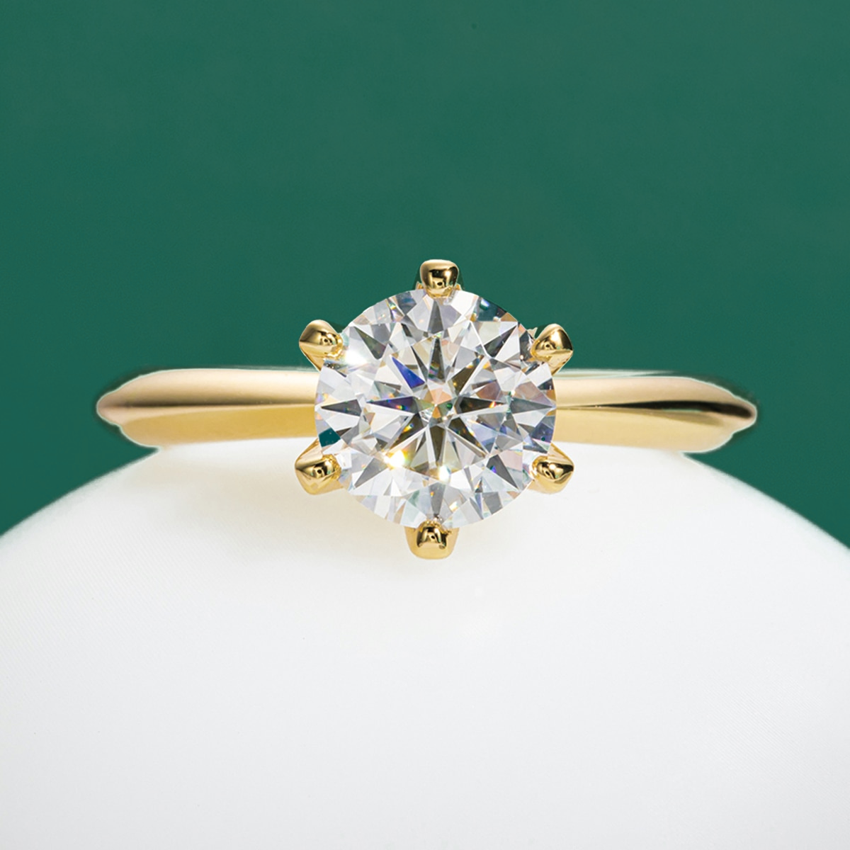 The Classic Gold - Round Brilliant Cut Moissanite Solitaire Ring