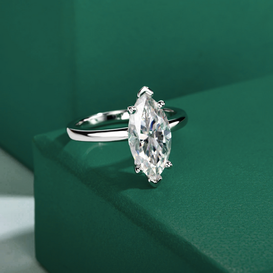 The Eliza - Marquise Cut Moissanite Solitaire Ring