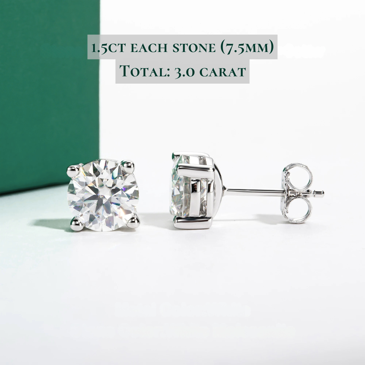 The Scarlett - Round Brilliant Cut Moissanite Earrings with 10k Gold Posts