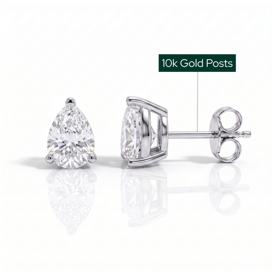 The Melanie - Pear Cut Moissanite Earrings with 10k Gold Posts