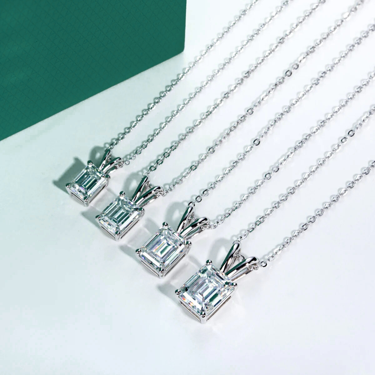 The Lysandra - Emerald Cut Moissanite Necklace