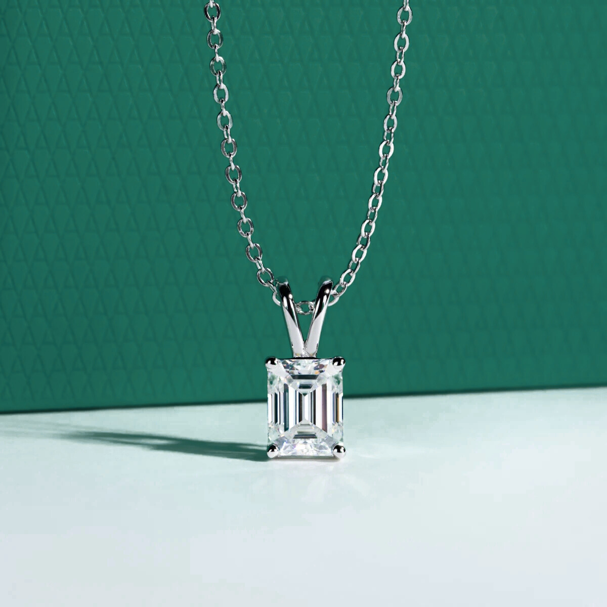 The Lysandra - Emerald Cut Moissanite Necklace