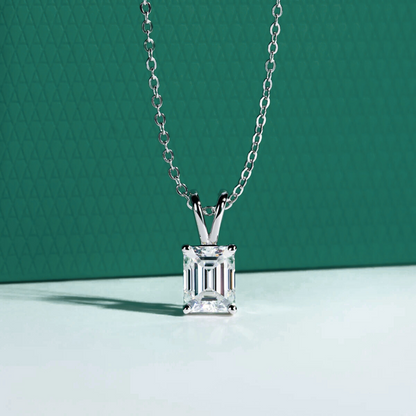 The Lysandra - Emerald Cut Moissanite Necklace