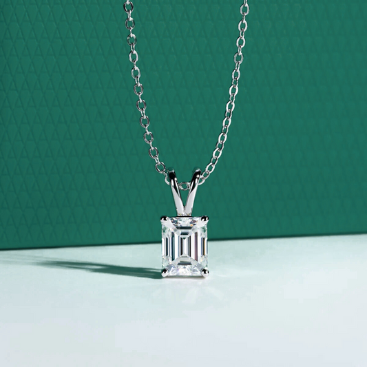 The Lysandra - Emerald Cut Moissanite Necklace