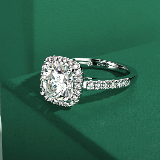 The Aveline - Cushion Cut Moissanite Halo Ring