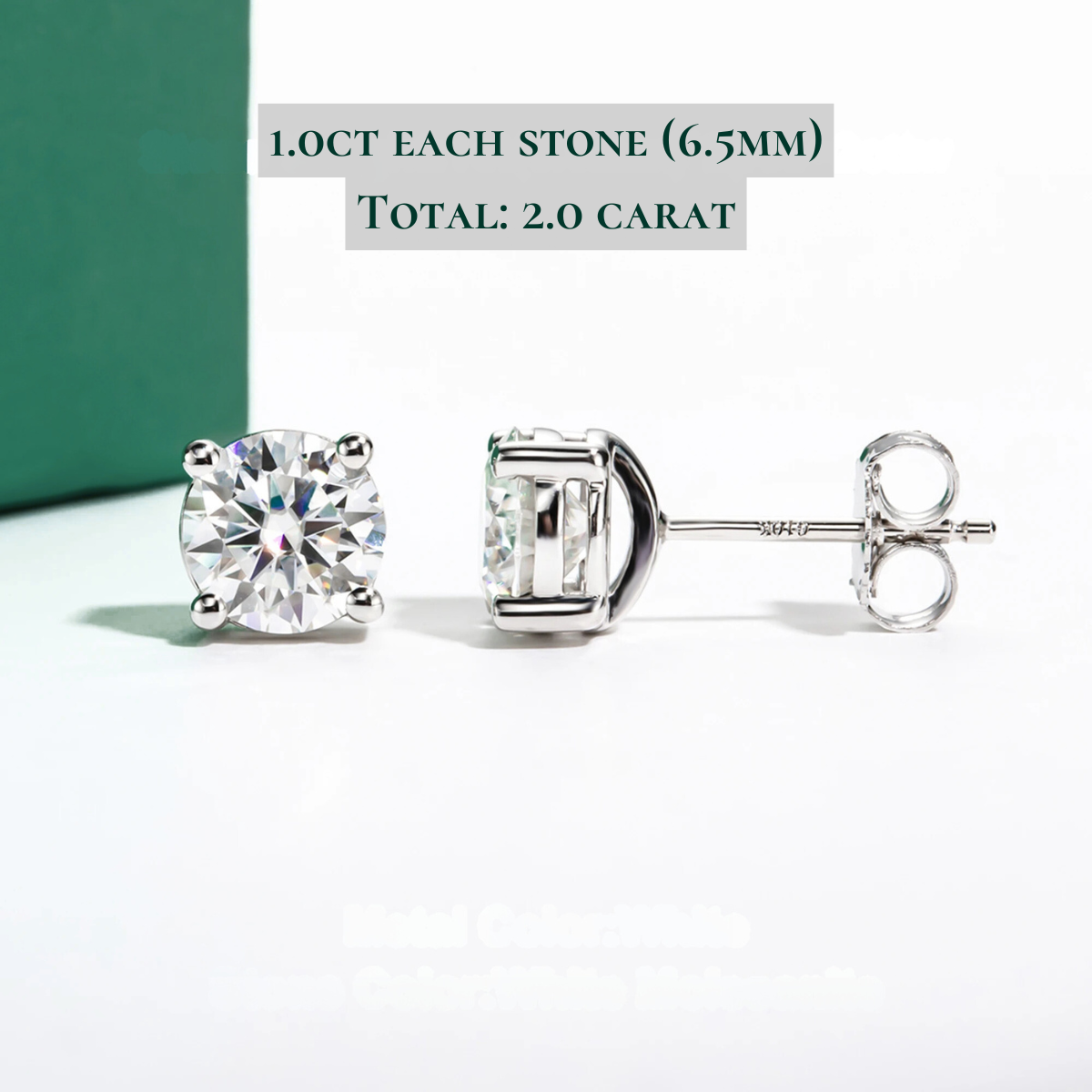 The Scarlett - Round Brilliant Cut Moissanite Earrings with 10k Gold Posts