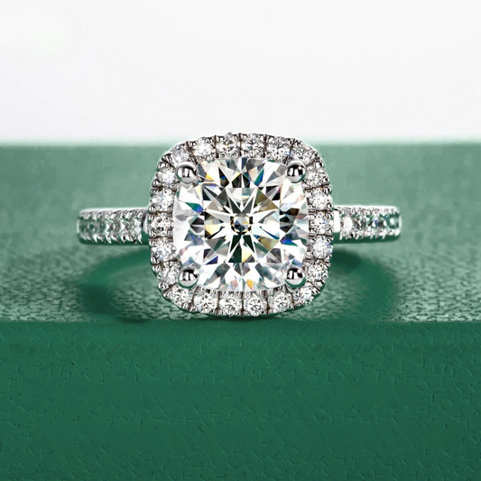 The Aveline - Cushion Cut Moissanite Halo Ring