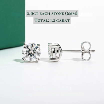 The Scarlett - Round Brilliant Cut Moissanite Earrings with 10k Gold Posts