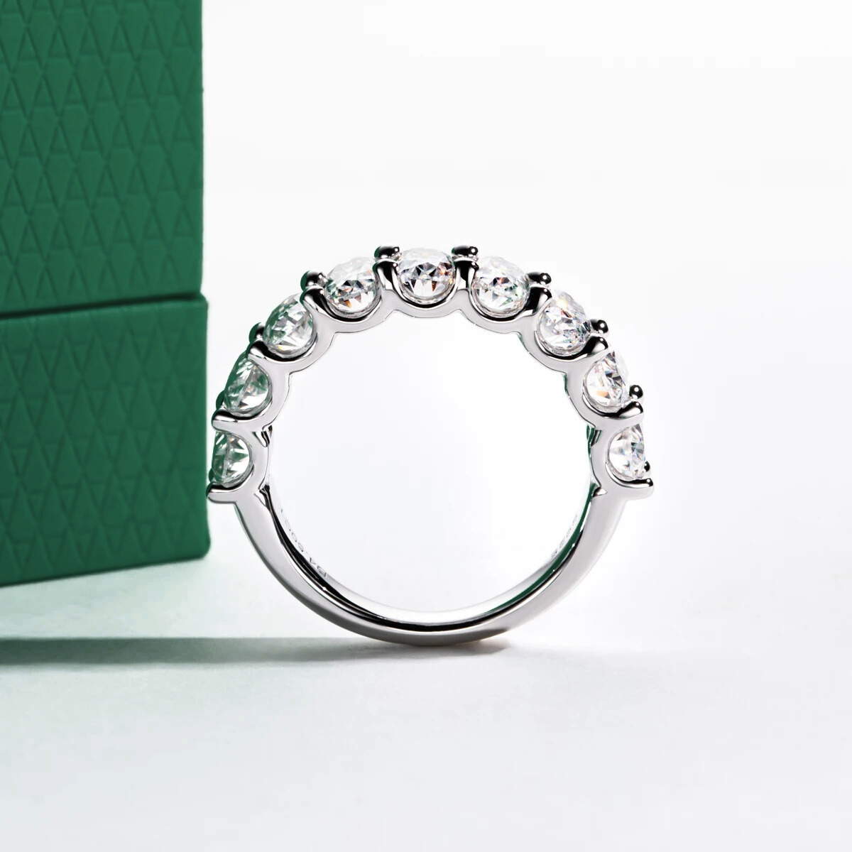 The Ovalina – Oval Cut Half Eternity Moissanite Ring