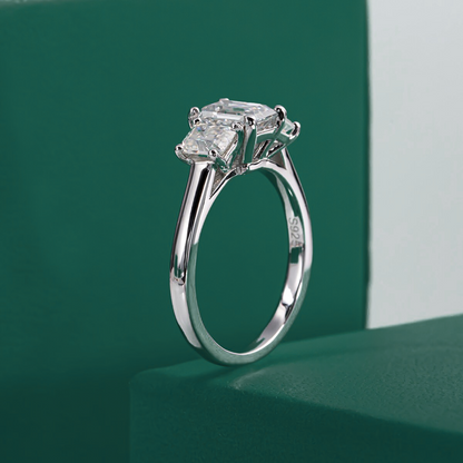 The Chloe - Emerald Cut Three-Stone Moissanite Ring