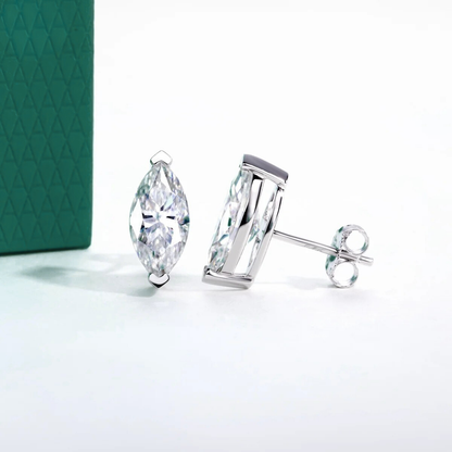 The Mireille - Marquise Cut Moissanite Earrings