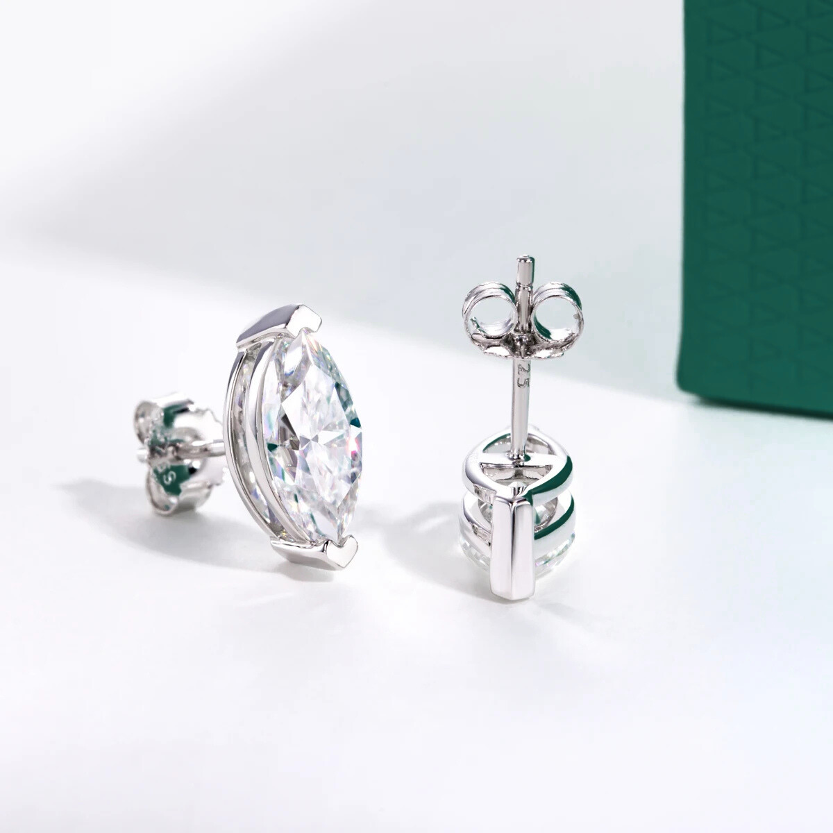 The Mireille - Marquise Cut Moissanite Earrings